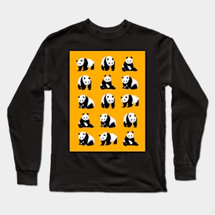 Panda Pattern on Mustard Yellow Long Sleeve T-Shirt